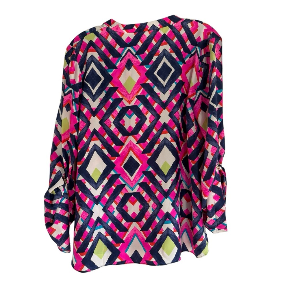 ALICE & OLIVIA Silk Colorful Geometric Print Blouse in Size Small— GORGEOUS!!! - Picture 5 of 9